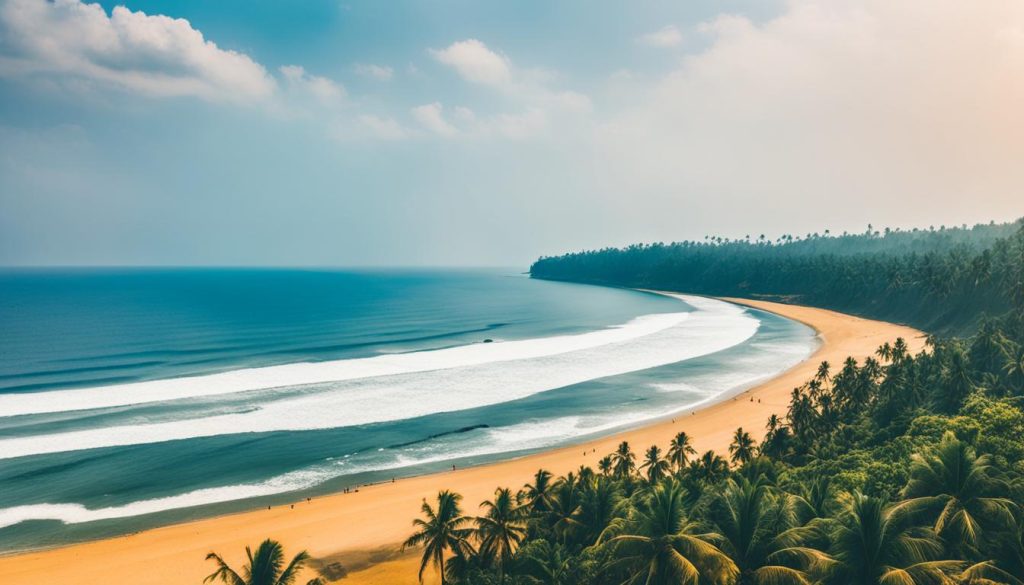 Less crowded beach in Varkala during the summer season